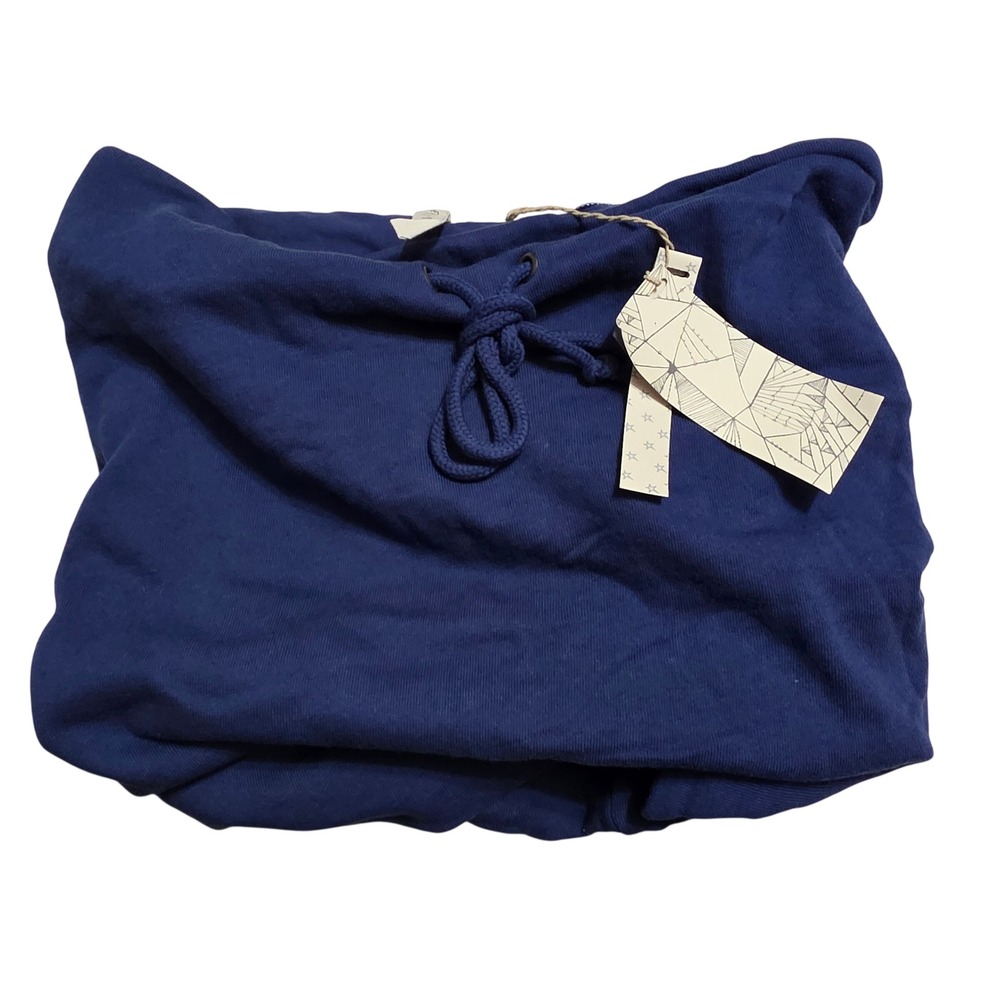 Grey State Funnel Neck Gaiter Blue Moon 100% Cotton Scarf Navy Drawstring NWT